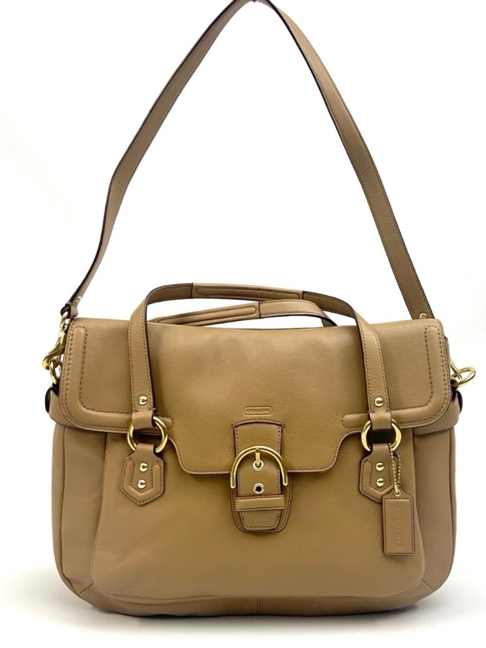 Coach Campbell Leather Eva Flap Satchel/ tan